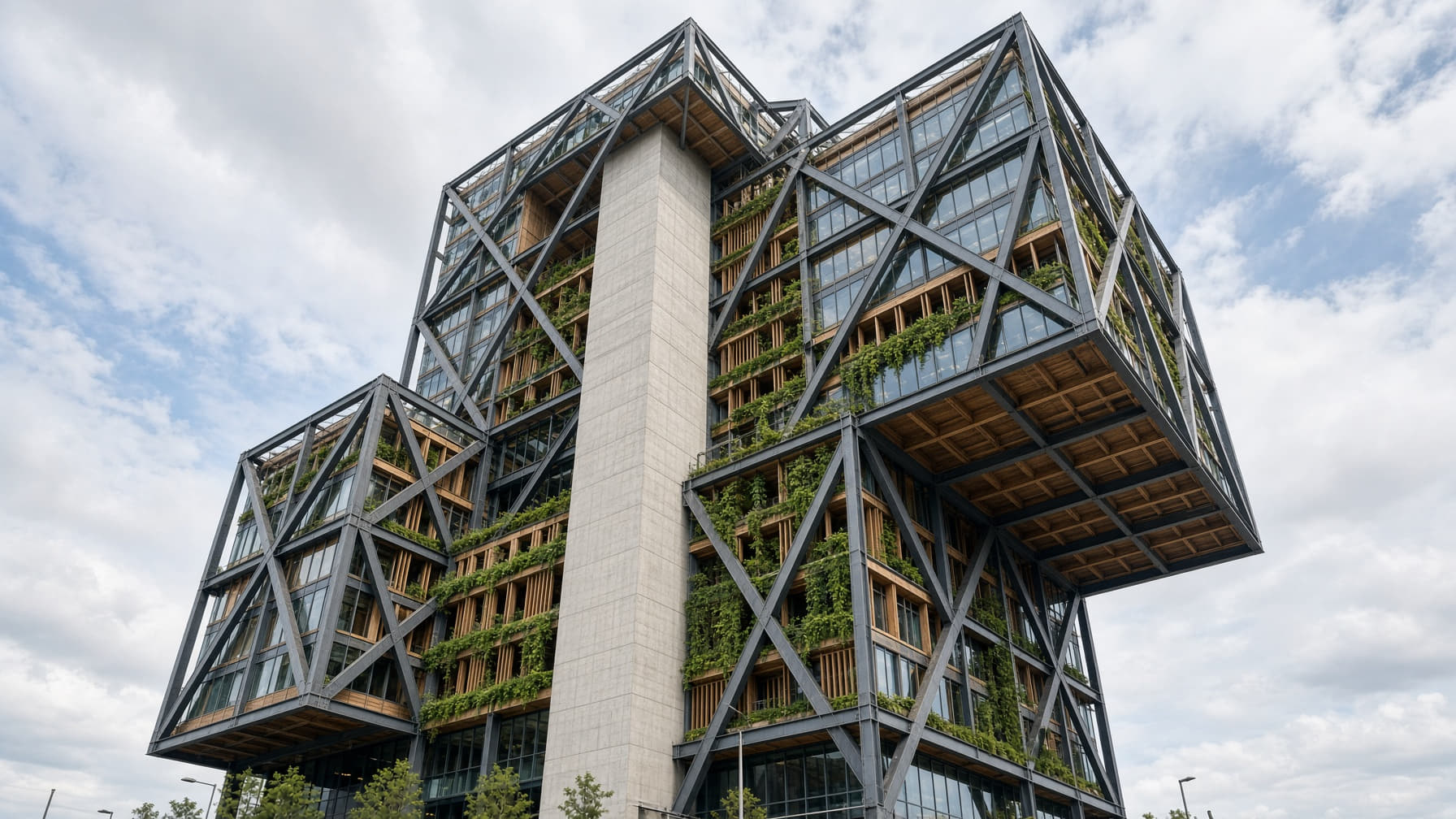 Diagrid tower cantilever