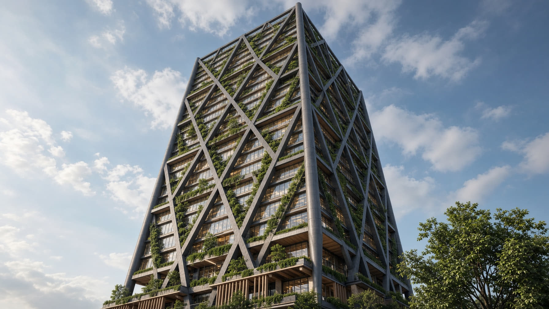 Diagrid facade detail