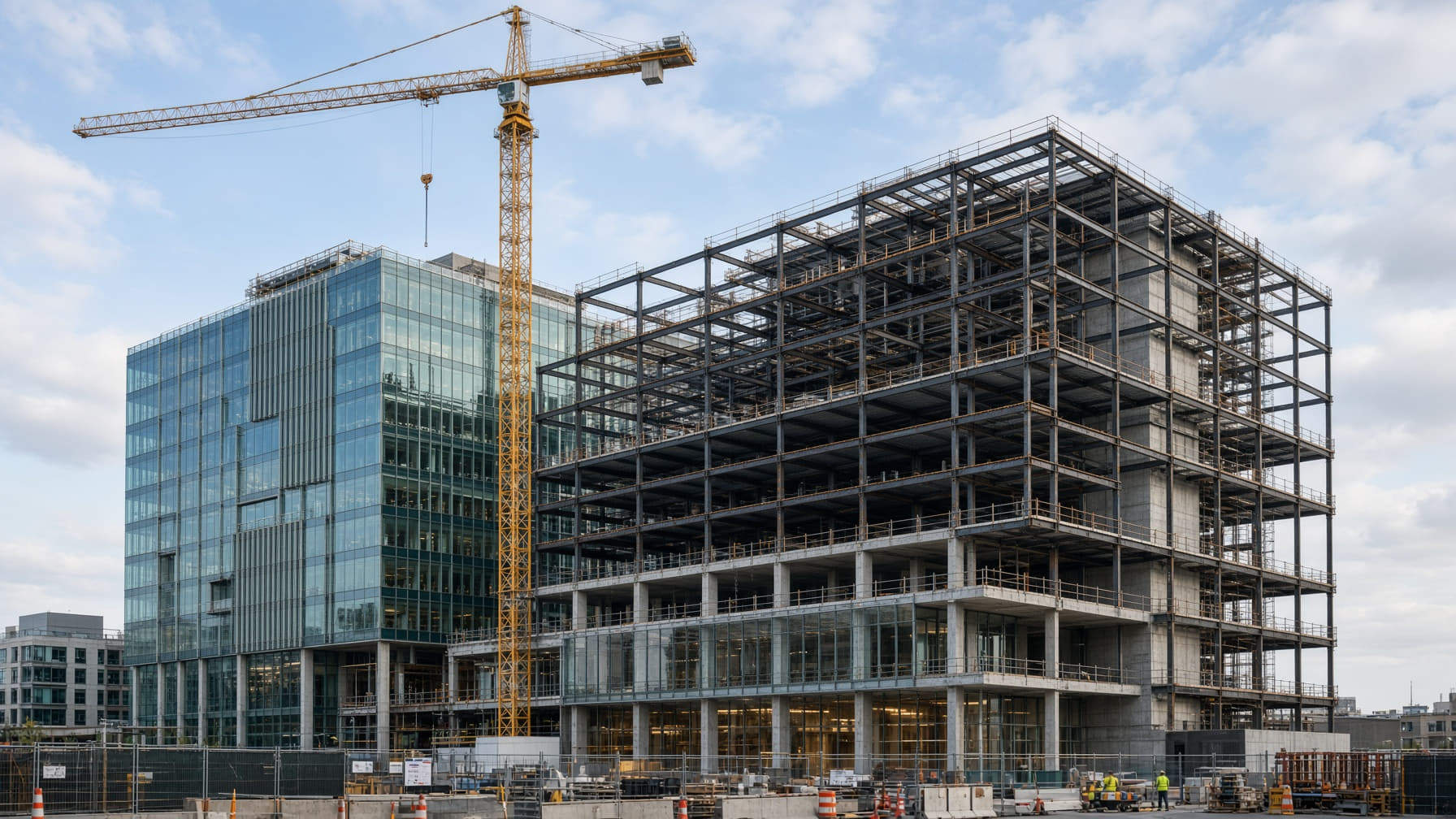 Steel frame under construction