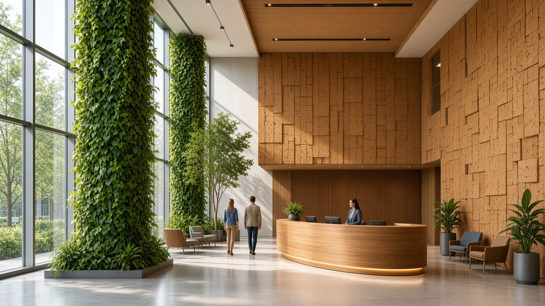 Green wall reception interior